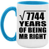 88th Anniversary Square Root of 7744 Years of Being Mr Right - 15oz Accent Mug Blue