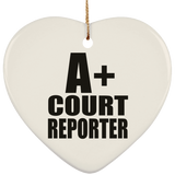 A+ Court Reporter - Heart Ornament