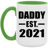 Daddy Established EST. 2021 - 15oz Accent Mug Green
