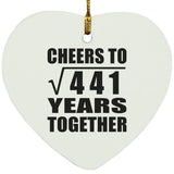 21st Anniversary Cheers To Square Root of 441 Years Together - Heart Ornament