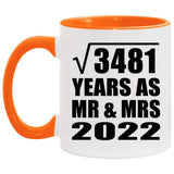 59th Anniversary Square Root of 3481 Years As Mr & Mrs 2022 - 11oz Accent Mug Orange