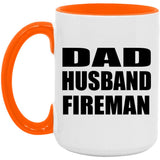 Dad Husband Fireman - 15oz Accent Mug Orange