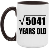 71st Birthday Square Root of 5041 Years Old - 15oz Accent Mug Black