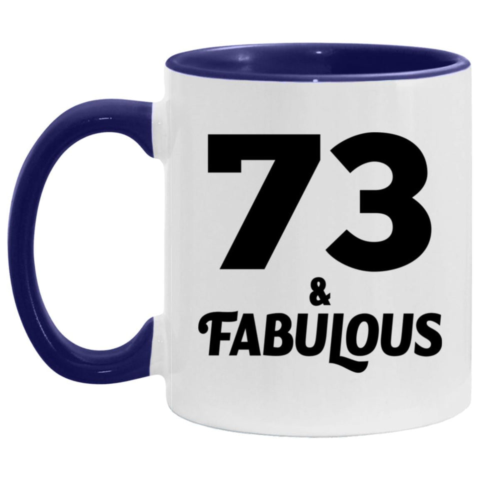 73rd Birthday 73 & Fabulous - 11oz Accent Mug Purple