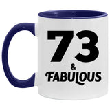 73rd Birthday 73 & Fabulous - 11oz Accent Mug Purple