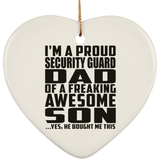 Proud Security Guard Dad Of Awesome Son - Heart Ornament