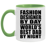 Fashion Designer By Day World's Best Dad By Night - 11oz Accent Mug Green