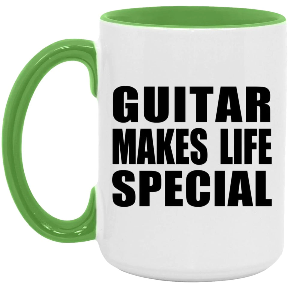 Guitar Makes Life Special - 15oz Accent Mug Green
