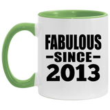 11th Birthday Fabulous Since 2013 - 11oz Accent Mug Green