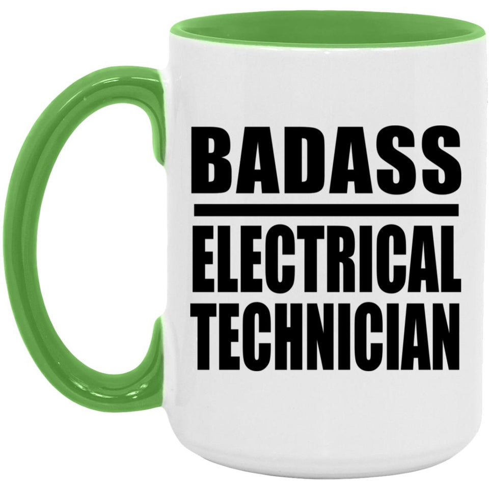 Badass Electrical Technician - 15oz Accent Mug Green