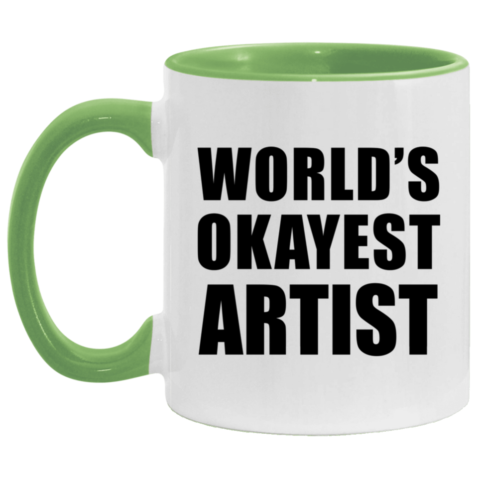 World's Okayest Artist - 11oz Accent Mug Green