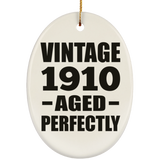 114th Birthday Vintage 1910 Aged Perfectly - Oval Ornament