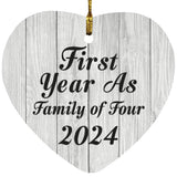 First Year As Family Of Four 2024 - Heart Ornament F