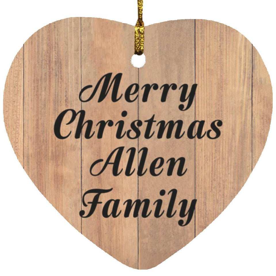 Merry Christmas Allen Family - Heart Ornament C