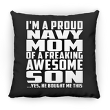 Proud Navy Mom Of Awesome Son - Throw Pillow Black