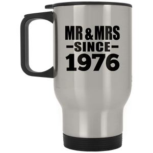 48th Anniversary Mr & Mrs Since 1976 - Silver Travel Mug