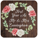 First Year As Mr & Mrs Cunningham - Drink Coaster A
