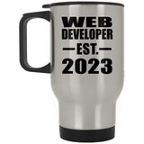 Web Developer Established EST. 2023 - Silver Travel Mug