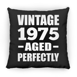49th Birthday Vintage 1975 Aged Perfectly - Throw Pillow Black