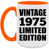 49th Birthday Vintage 1975 Limited Edition - 15oz Accent Mug Orange