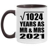 32nd Anniversary Square Root of 1024 Years As Mr & Mrs 2021 - 11oz Accent Mug Black