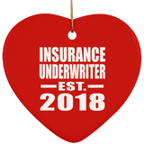 Insurance Underwriter Established EST. 2018 - Heart Ornament