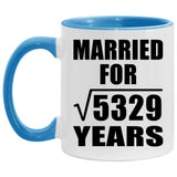 73rd Anniversary Married For Square Root of 5329 Years - 11oz Accent Mug Blue