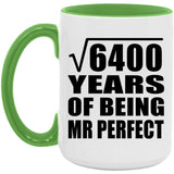 80th Anniversary Square Root of 6400 Years of Mr Perfect - 15oz Accent Mug Green