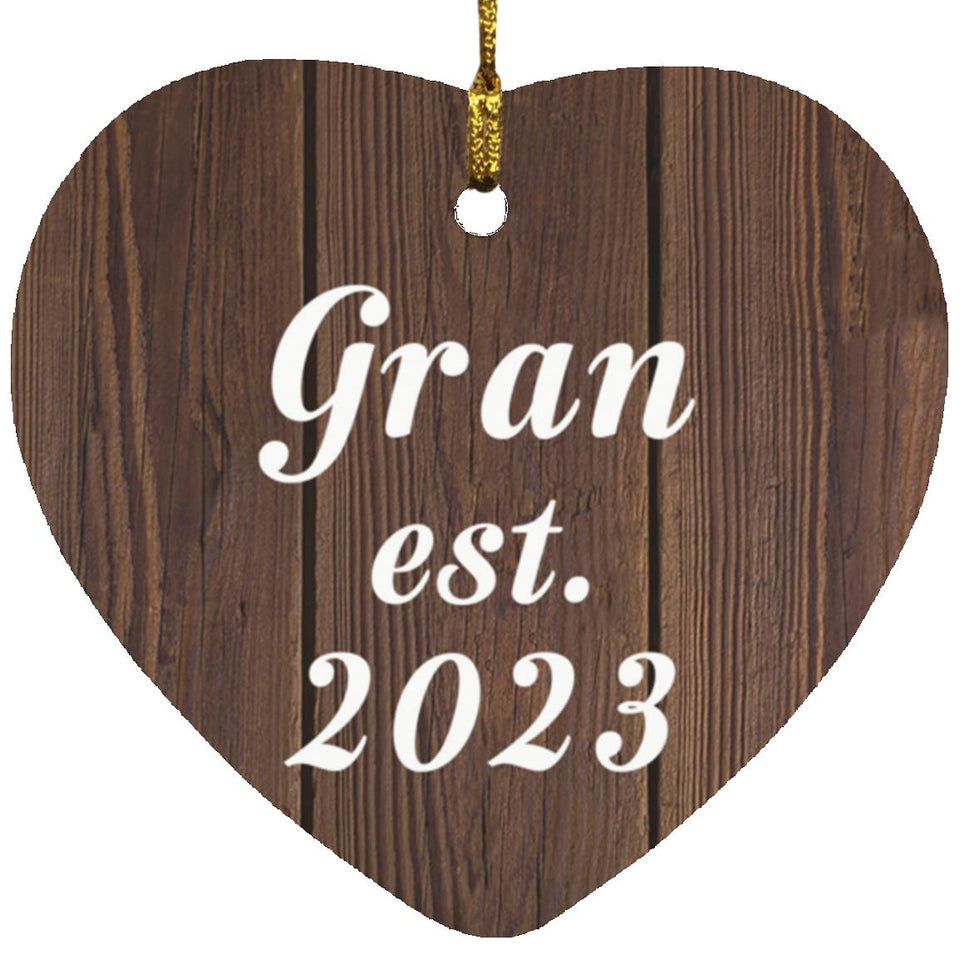 Gran Established EST. 2023 - Heart Ornament D