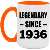 88th Birthday Legendary Since 1936 - 15oz Accent Mug Orange
