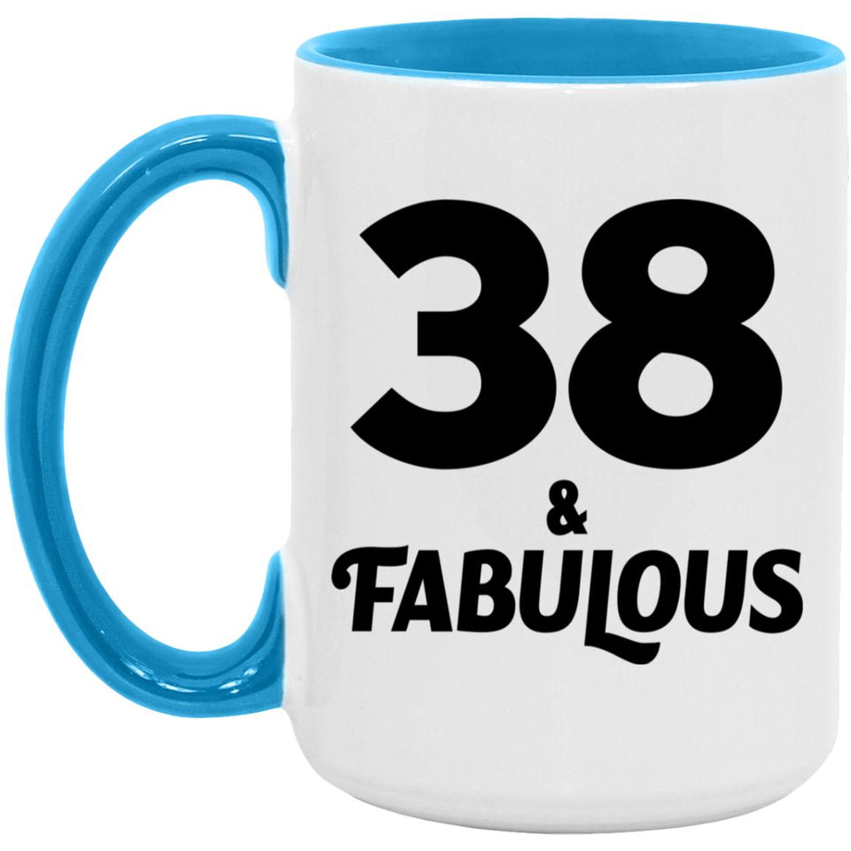 38th Birthday 38 & Fabulous - 15oz Accent Mug Blue