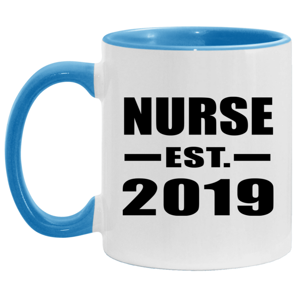 Nurse Established EST. 2019 - 11oz Accent Mug Blue