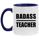 Badass Teacher - 11oz Accent Mug Purple