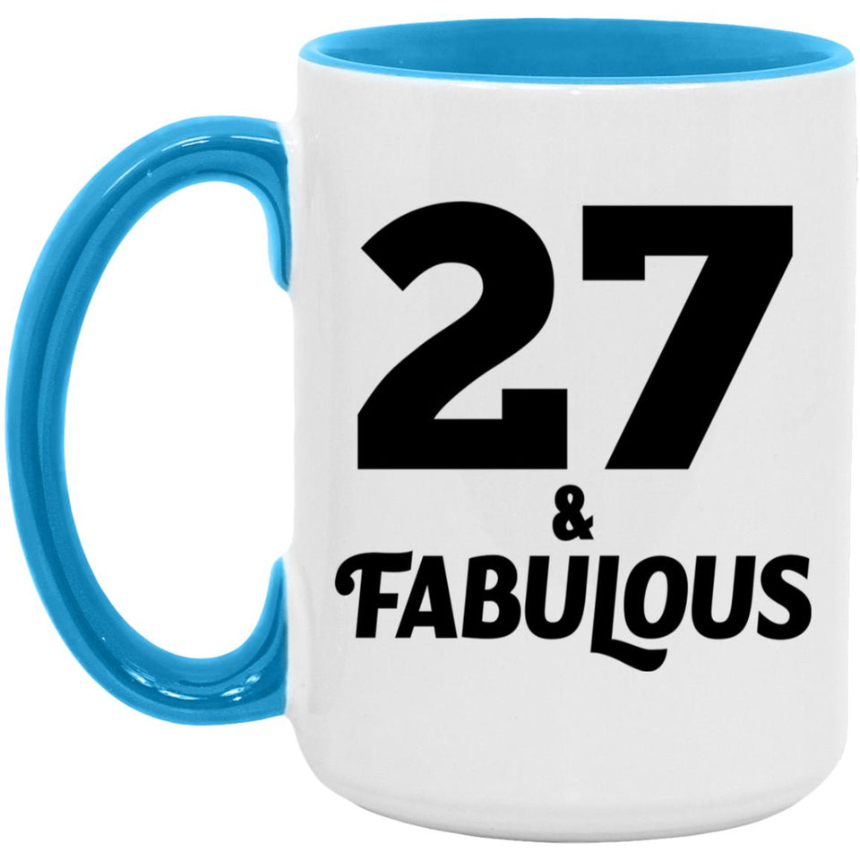 27th Birthday 27 & Fabulous - 15oz Accent Mug Blue