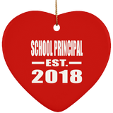 School Principal Established EST. 2018 - Heart Ornament