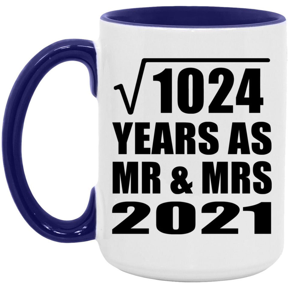 32nd Anniversary Square Root of 1024 Years As Mr & Mrs 2021 - 15oz Accent Mug Purple