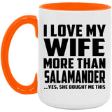 I Love My Wife More Than Salamander - 15oz Accent Mug Orange