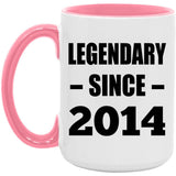 10th Birthday Legendary Since 2014 - 15oz Accent Mug Pink