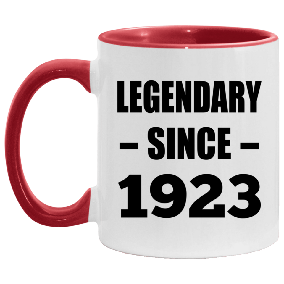 101st Birthday Legendary Since 1923 - 11oz Accent Mug Red