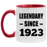 101st Birthday Legendary Since 1923 - 11oz Accent Mug Red