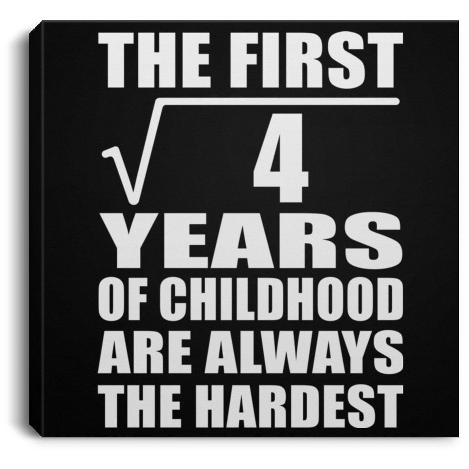 2nd Birthday Square Root of 4 Years of Childhood - Canvas Square