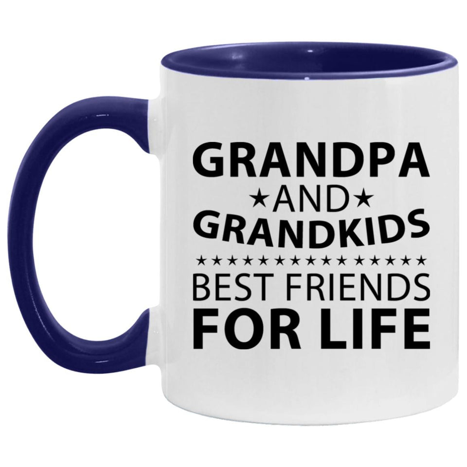 Grandpa and Grandkids, Best Friends For Life - 11oz Accent Mug Purple