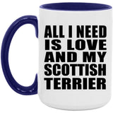 All I Need Is Love And My Scottish Terrier - 15oz Accent Mug Purple