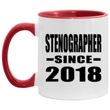 Stenographer Since 2018 - 11oz Accent Mug Red