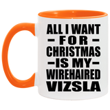 All I Want For Christmas Is My Wirehaired Vizsla - 11oz Accent Mug Orange