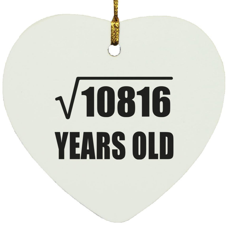 104th Birthday Square Root of 10816 Years Old - Heart Ornament