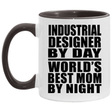Industrial Designer By Day World's Best Mom By Night - 11oz Accent Mug Black