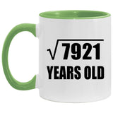 89th Birthday Square Root of 7921 Years Old - 11oz Accent Mug Green