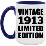 111th Birthday Vintage 1913 Limited Edition - 15oz Accent Mug Purple