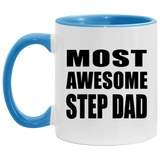 Most Awesome Step Dad - 11oz Accent Mug Blue